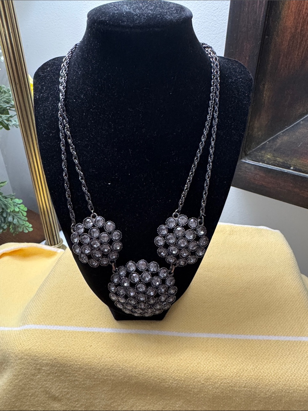 Statement Black Crystal Cluster Necklace - Women's Fashion Jewelry